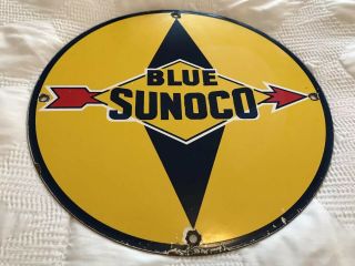 Vintage Sunoco Oil Co Porcelain Sign,  Pump Plate,  Gasoline,  Gas Station