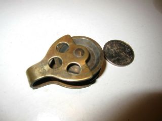 Vintage Bronze Perko Good Quality 1 1/8 " Single Pulley In Good Cond.