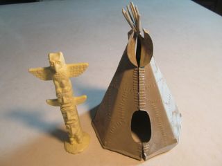 Vintage Marx Wagon Train Rare Cream Totem Pole/teepee