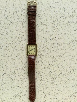 Cartier Must De Tank Quartz Vintage Argent Vermeil Gold Plated Watch 12