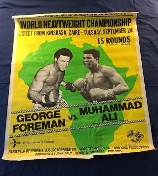Rare World Heavyweight Championship George Foreman Muhammad Ali 39 X 47 Poster