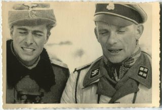 German Wwii Archive Photo: Two Officers In Winter Uniforms