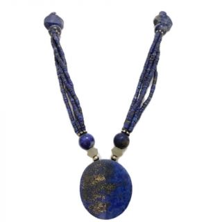 Rare Ancient Lapiz Lazuli & Mixed Stone Pendant Necklace 300 B.  C (3n)