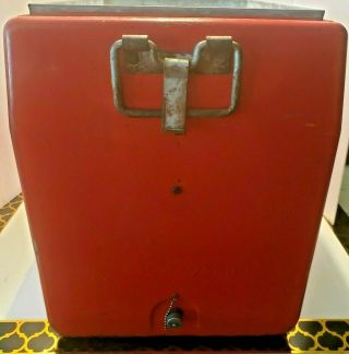 Antique Vintage 1950s Coca - Cola Coke Red Metal Cooler Ice Chest Soda Pop 4