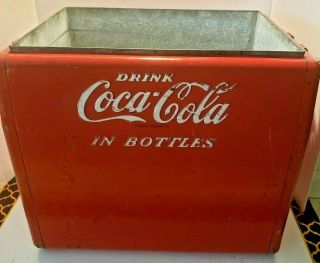 Antique Vintage 1950s Coca - Cola Coke Red Metal Cooler Ice Chest Soda Pop 6