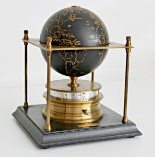 Franklin Royal Geographical Society Brass World Globe Swiss Vtg Desk Clock
