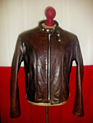 Vintage Schott Perfecto Cafe Racer Motorcycle Leather Jacket.  Size 42