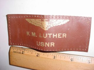 Vintage Ww2 Us Navy Pilot Leather Name Patch For Flight Jacket Coat