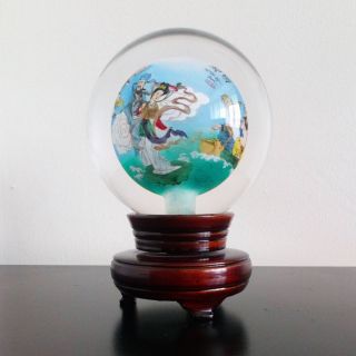 Vintage Chinese Reverse Painted Glass Sphere