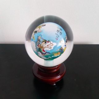 Vintage Chinese Reverse Painted Glass Sphere 2