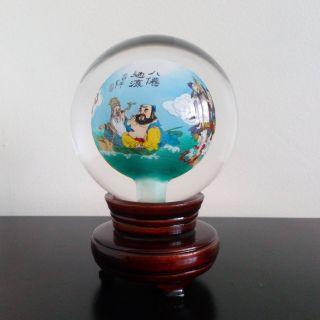 Vintage Chinese Reverse Painted Glass Sphere 3