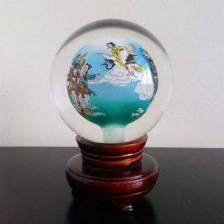 Vintage Chinese Reverse Painted Glass Sphere 4