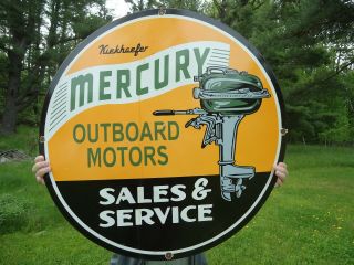 Rare Large 30 " Vintage Mercury Outboard Motors Sales - Service Porcelain Sign