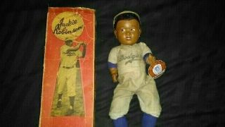 SCARCE Circa 1950 Jackie Robinson Doll w/ Box (RARE VARIATION) & Tag 6