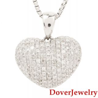 Estate Diamond 14k White Gold Heart Cluster Small Charm Pendant Nr