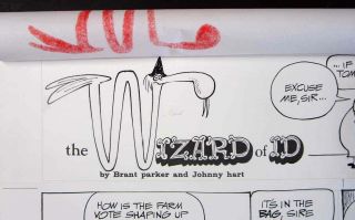 RARE WIZARD OF ID SUN.  COMIC STRIP BY BRANT PARKER 1976,  COLOR GUIDE 3