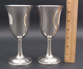 Pair Vintage Wallace Sterling Silver Water Wine Wedding Goblets,  No Monogram,  Nr