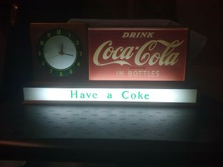 1950s RARE Vintage Coca Cola Light up lunch counter Clock 10