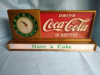 1950s Rare Vintage Coca Cola Light Up Lunch Counter Clock