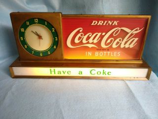 1950s RARE Vintage Coca Cola Light up lunch counter Clock 9
