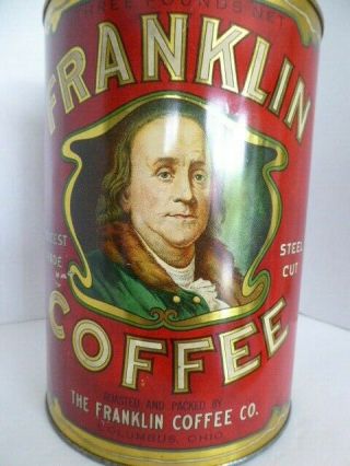 RARE FRANKLIN 3 COFFEE TIN WITH LID 2
