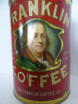RARE FRANKLIN 3 COFFEE TIN WITH LID 4