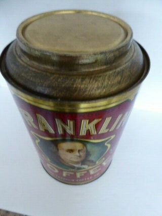 RARE FRANKLIN 3 COFFEE TIN WITH LID 5