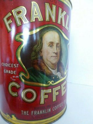 RARE FRANKLIN 3 COFFEE TIN WITH LID 7