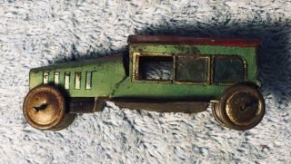 Circa 1915 German Penny Toy Car,  Green With Red Top