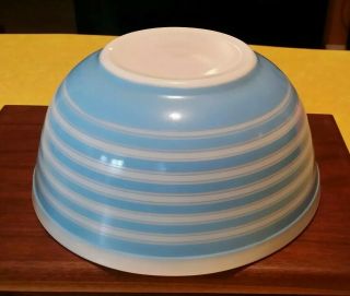 HTF Vintage Pyrex Blue Stripes Mixing Bowl Set Complete Set 3