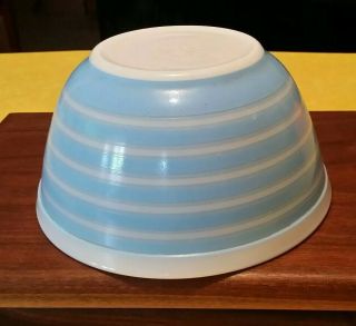 HTF Vintage Pyrex Blue Stripes Mixing Bowl Set Complete Set 5