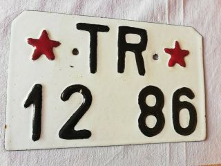 Vintage Albanian Communist Socialist People ' s Party Motorcycle License Plate 60 ' 2