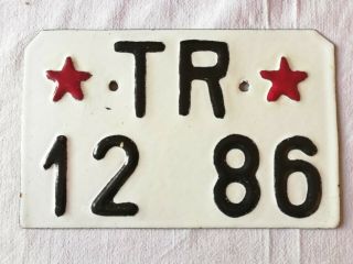 Vintage Albanian Communist Socialist People ' s Party Motorcycle License Plate 60 ' 3