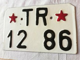 Vintage Albanian Communist Socialist People ' s Party Motorcycle License Plate 60 ' 4