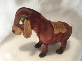 Vintage 1950’s Wind - Up Mechanical Donkey Toy Cloth Covered Tin