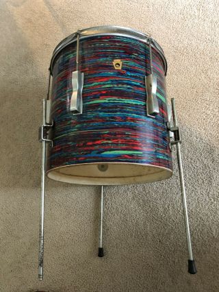 Vintage 1967 Ludwig Psychedelic Red Size 14x14 Floor Tom 6 Lug