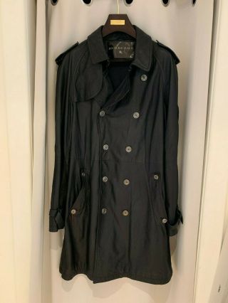 Burberry Prorsum Sz 44 Us 54 Eu Leather Trench Coat Rrp 3999usd Rare Black