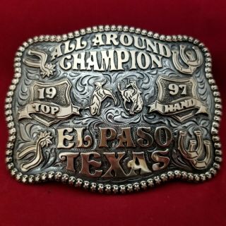 Rodeo Trophy Buckle Vintage 1997 El Paso Texas All Around Rodeo Champion 875