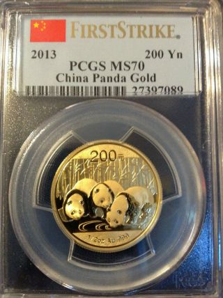 2013 Pcgs Ms70 200y China Gold Panda Rare " First Strike "