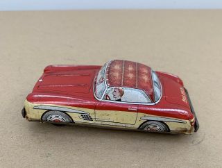 Vintage Small Tin Litho Toy Friction Car Made In Japan Red Coupe