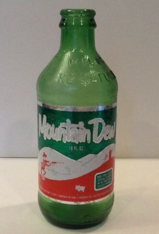 Extremely Rare 10oz.  Mountain Dew No Deposit Foil Label Bottle
