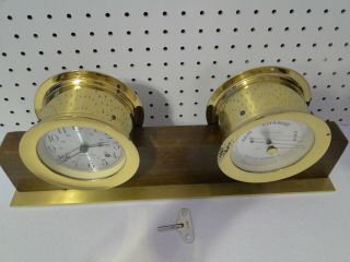 Seth Thomas Helmsman Corsair Ships Bell Clock E537 Barometer & Stand 2