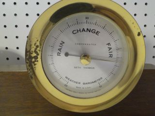 Seth Thomas Helmsman Corsair Ships Bell Clock E537 Barometer & Stand 5