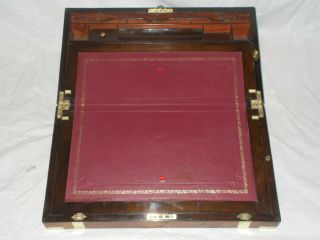 LARGE ANTIQUE VICTORIAN WALNUT & BRASS MILITARY CAMPAIGN STYLE WRITING SLOPE BOX 5