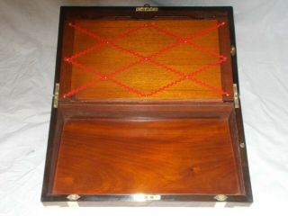 LARGE ANTIQUE VICTORIAN WALNUT & BRASS MILITARY CAMPAIGN STYLE WRITING SLOPE BOX 8