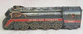 Vintage Overland Express Tin Train 3140 Masudaya Litho Japanese.