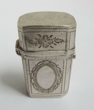 Early Date English Antique Georgian 1802 Sterling Silver Etui Toothpick Box