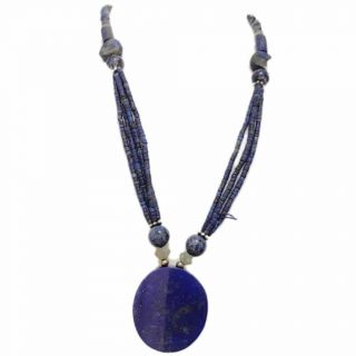 Rare Ancient Lapiz Lazuli & Mixed Stone Pendant Necklace 300 B.  C (1)