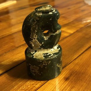Old Chinese Jade Or Stone Carving Green Pig Seal Stamp Asian Emperor Vintage 2