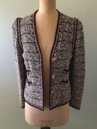 Vtg Adolfo Blazer Jacket Multi Color Cotton Tweed Vintage Saks Fifth Avenue